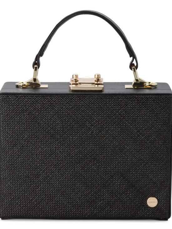 Olga Berg Handbags - Olga Berg Georgia Black Woven Straw Box Bag NWT Gold Hardware Crossbody